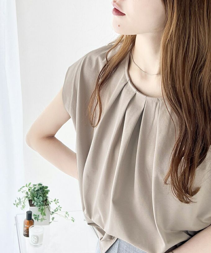 日本 Classical Elf - 接觸涼感 柔美皺摺法式袖上衣-白