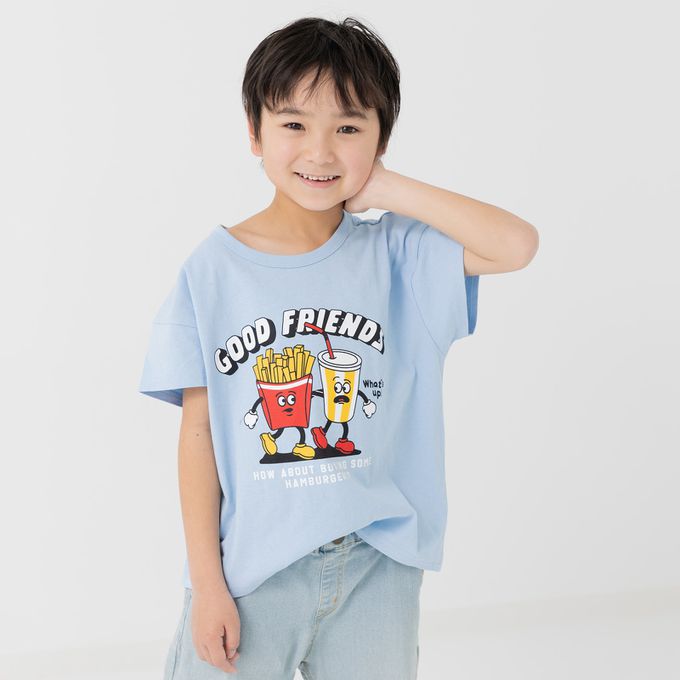 日本 Chil2 - 100%棉 定番印花短袖上衣-露營車-奶油白