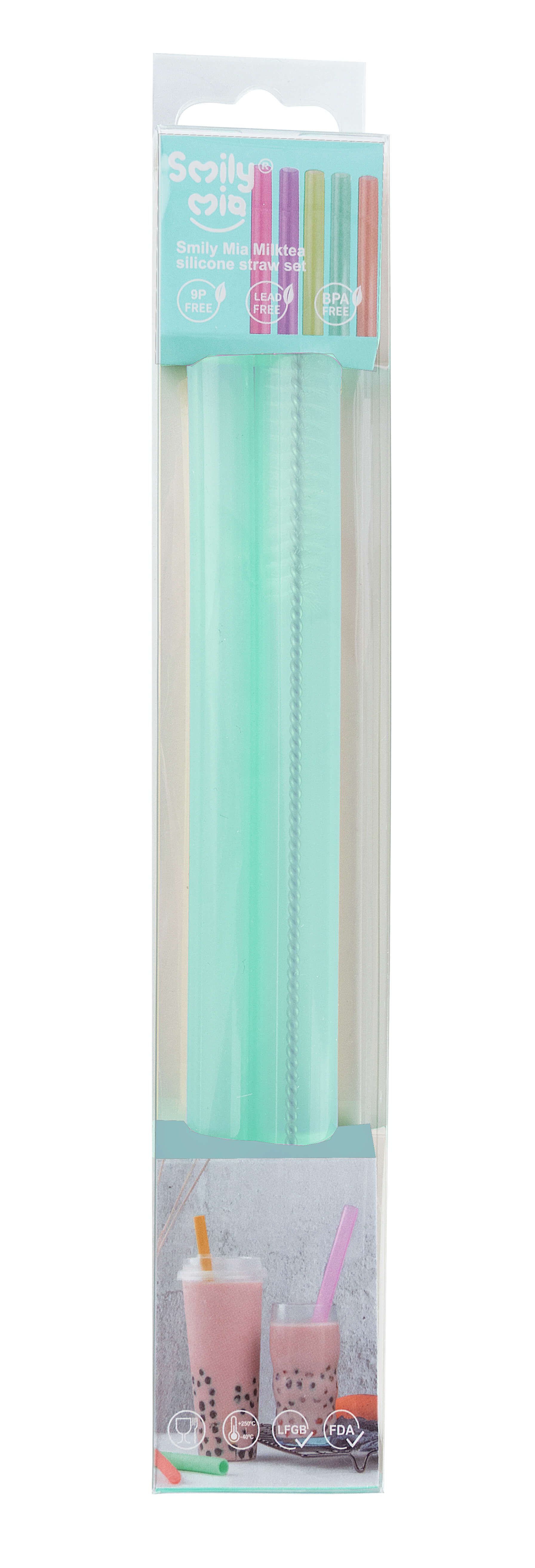 美國 Smily Mia - SmilyMia矽膠吸管組2入-(大小珍珠)-綠