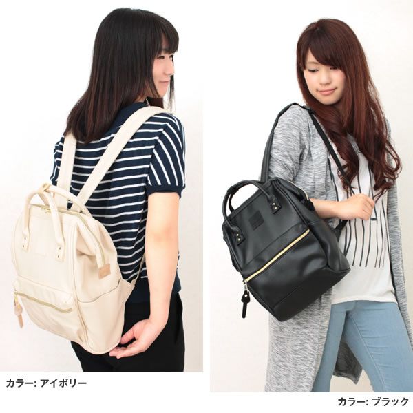 日本 Anello - 日本大開口皮革後背包-mini小尺寸-LV薰衣紫