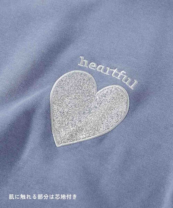 日本 devirock - 閃亮愛心廓形大學長袖上衣-象牙白