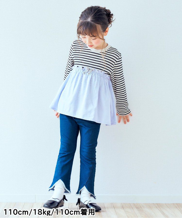 日本 apres les cours - 下擺蕾絲小喇叭美腳長褲-粉紅