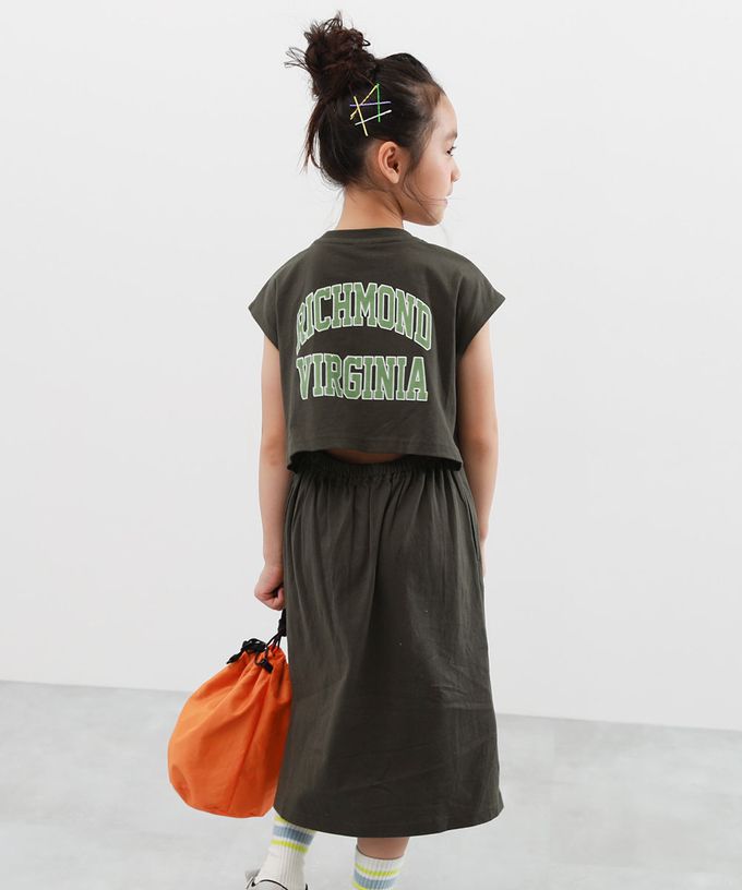 日本 devirock - 背後開口美式印花短袖洋裝-藕粉