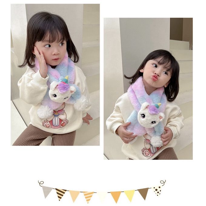 Love, Charlotte - 漸層紫立體獨角獸仿兔毛圍巾-兒童圍巾