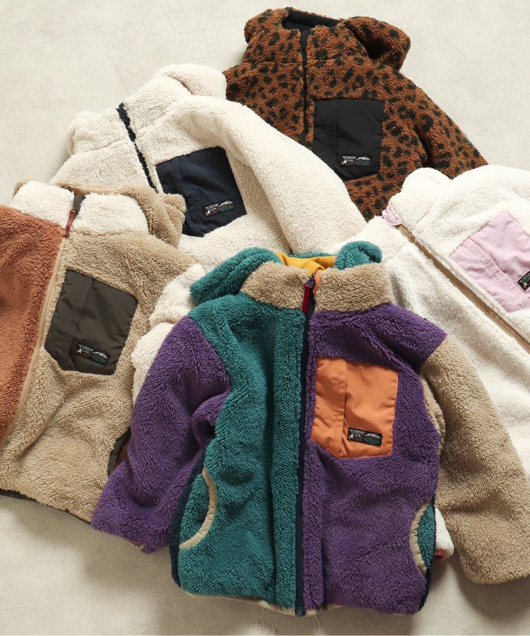 日本 BREEZE - 2WAY極暖裏絨保暖鋪棉外套-卡其x咖啡