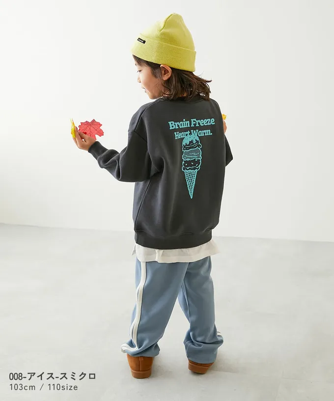 日本 devirock - 熱銷定番 裏起毛落肩大學長袖上衣-圈圈LOGO-煙燻粉