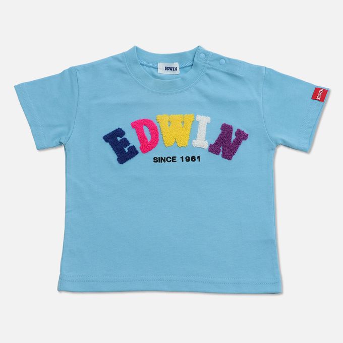 日本 Chil2 - EDWIN聯名 純棉短袖上衣-彩色標語-炭灰