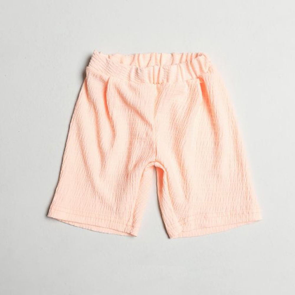 韓國製 - 皺摺感涼感短褲-蜜桃粉