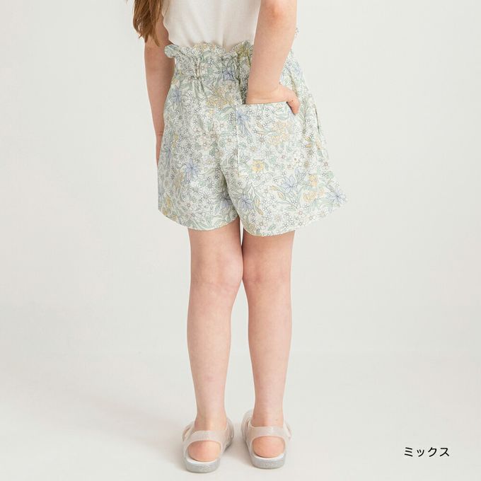 日本 BRANSHES - 水陸兩穿 女孩輕便彈性休閒短褲-花朵-藍紫