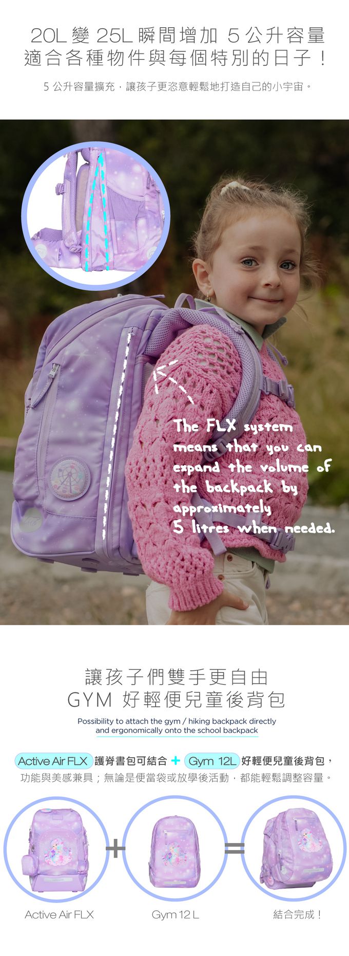 Beckmann - AIR FLX 擴充護脊書包 20~25L - 3D太空火箭 2.0