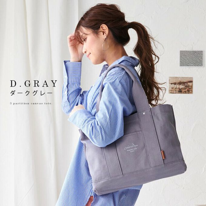 日本 LIZDAYS - 大容量多夾層帆布托特包(底部IC卡設計)-淺棕x黑 (36x26x13cm)