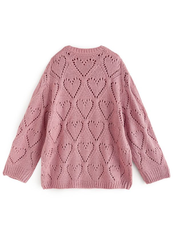 日本 GRL - 愛心鏤空針織上衣-粉紅 (F)