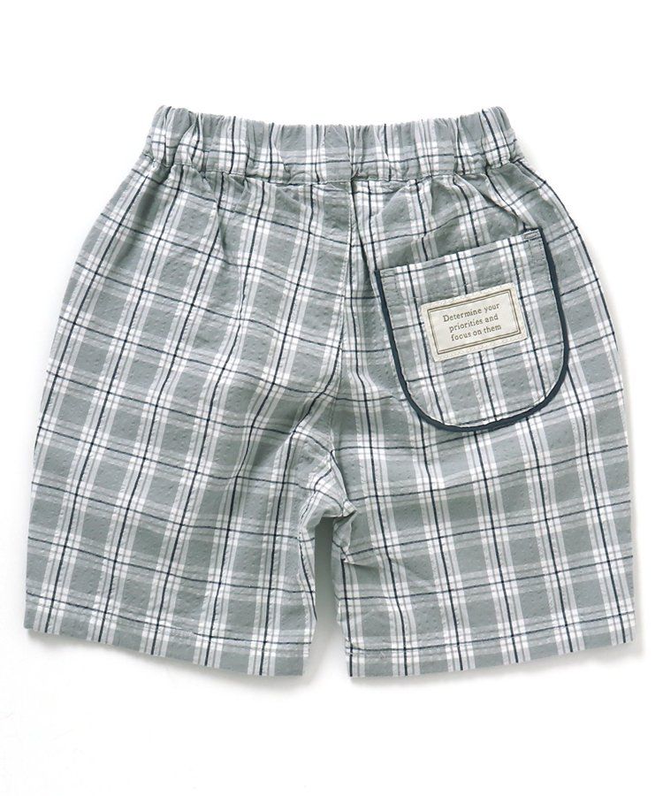 日本 apres les cours - 時髦風格工裝短褲-格子-灰