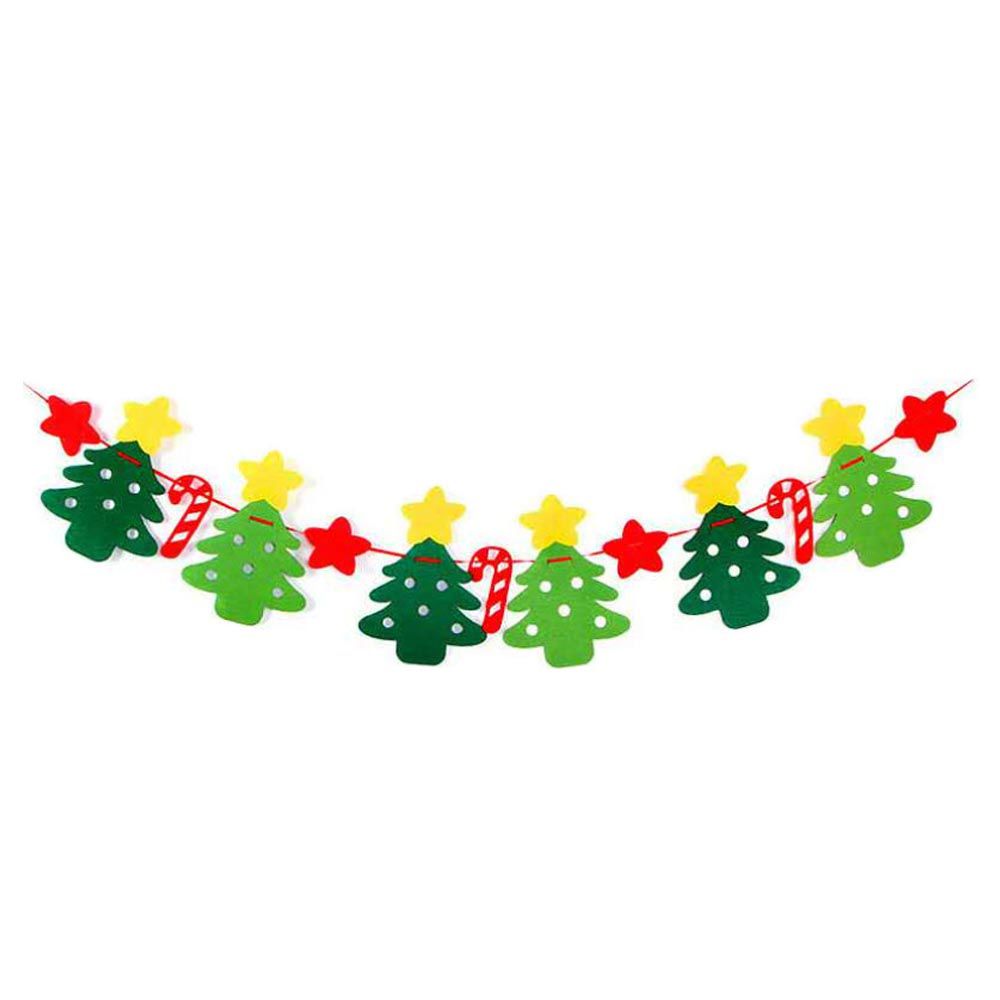 聖誕節裝飾彩旗-聖誕樹星星-綠色 (長度約300cm)