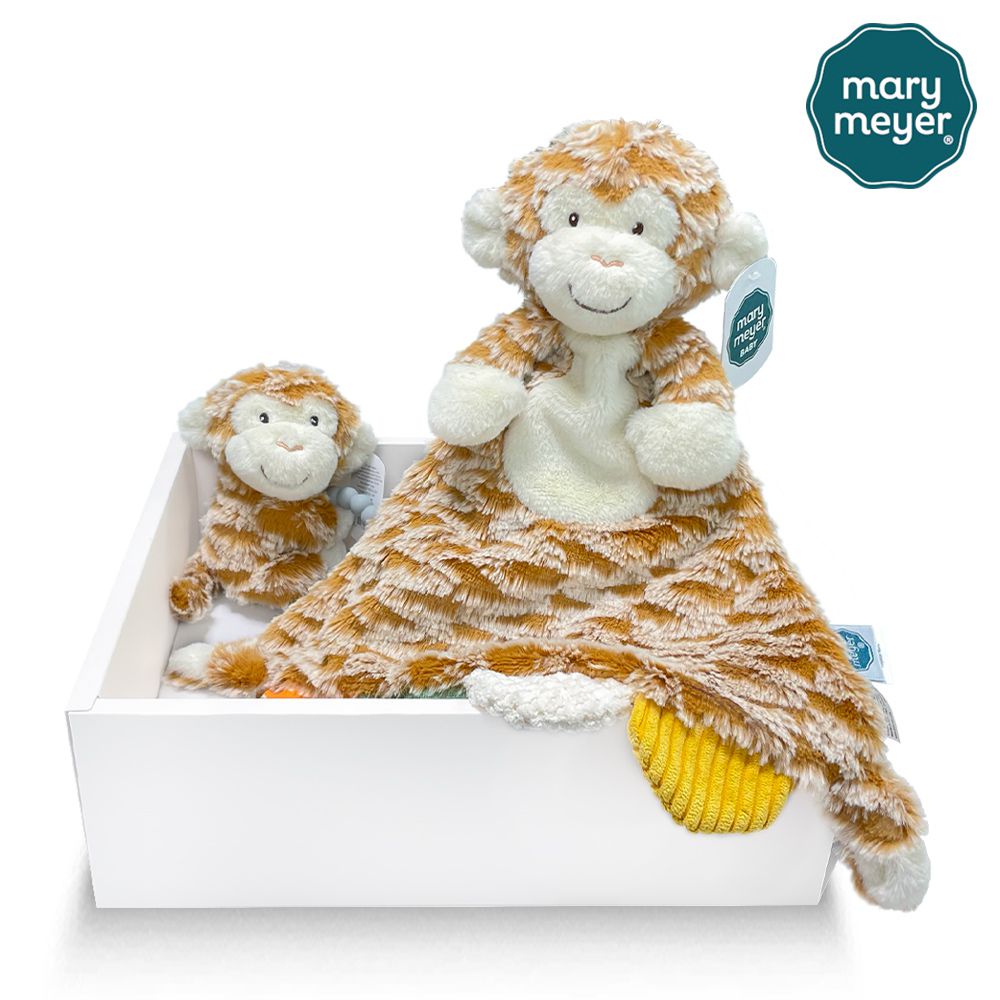 非洲小猴經典禮盒-柔軟手搖鈴+柔軟安撫巾