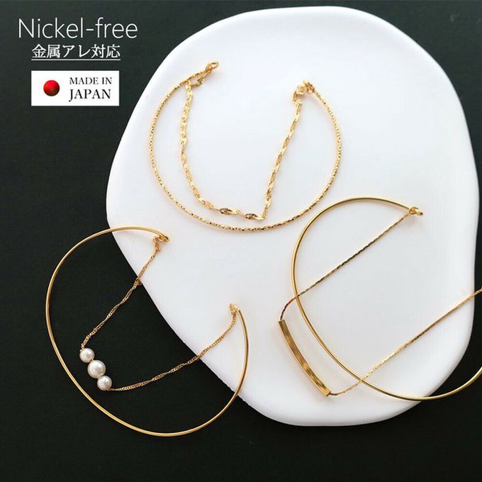 日本 Melody Accessory - 日本製 柔美細緻雙層手鏈-三顆珍珠-金