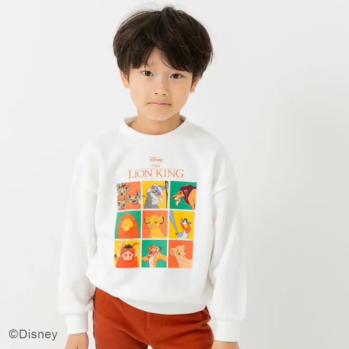 日本 Chil2 - 限量聯名 裏毛印花大學長袖上衣-迪士尼卡通獅子王-白