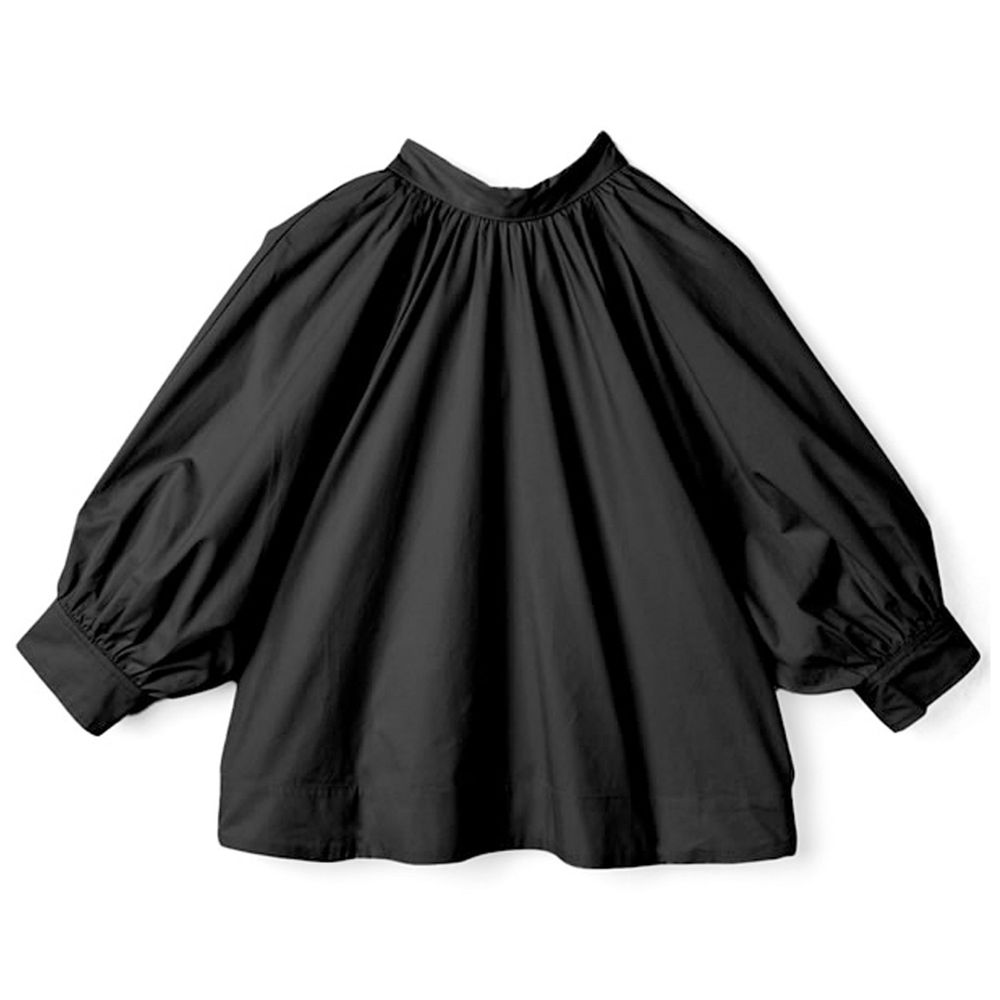 日本 GRL - 美背後綁帶七分袖上衣-時尚黑