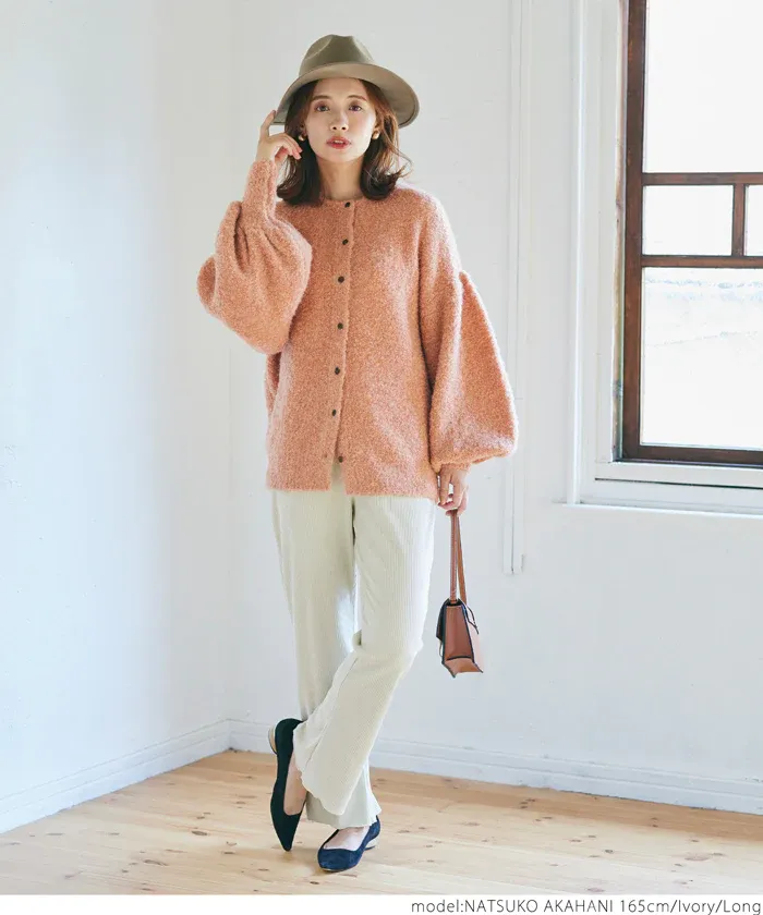 日本 COCA - 秋冬款燈芯絨百搭寬褲-酒紅