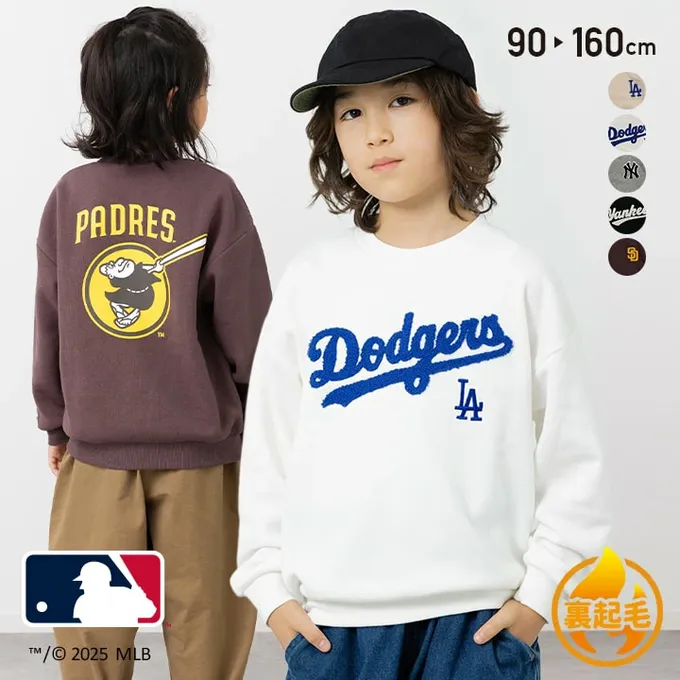 日本 Chil2 - MLB聯名 裏起毛立體刺繡大學長袖上衣-紐約洋基-黑