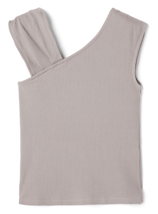 日本 GRL - 不對稱羅紋彈性無袖上衣-水藍