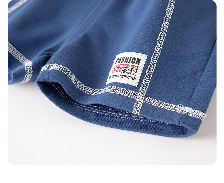 純棉腰鬆緊短褲-裝飾小標籤-卡其色