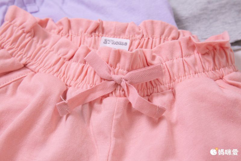 花邊鬆緊純棉短褲-暗粉色