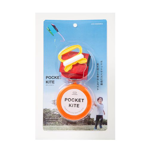 日本 AOZORA - 輕巧折疊式口袋風箏-橘色