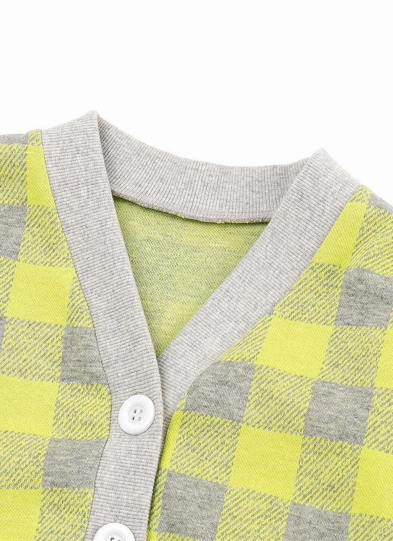 韓國 OZKIZ - 棋盤格單排釦針織小外套