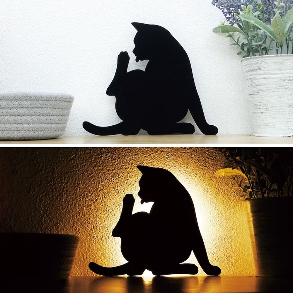 日本千趣會 - 日本製 療癒貓咪感應夜燈-貓咪洗澡