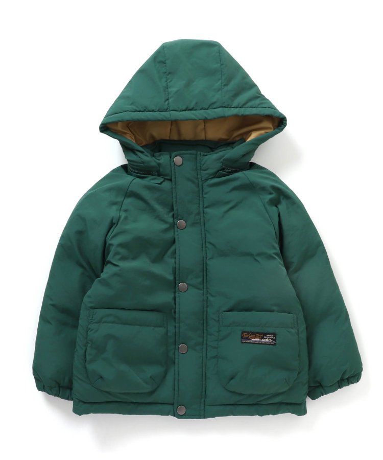 日本 BREEZE - 鋪棉保暖連帽外套-異色拼接-綠x藍