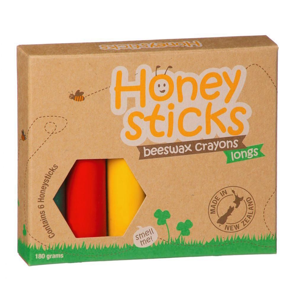 紐西蘭 Honey Sticks - 純天然蜂蠟無毒蠟筆-3歲以上幼童適用-高胖型-6色