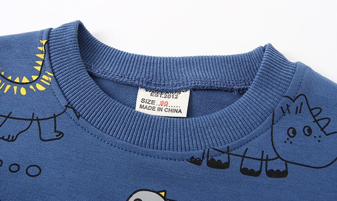 WELLKIDS - 圓領寬鬆運動服套裝-恐龍散步-杏+灰