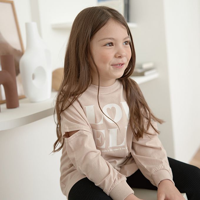 日本 Lycee mine - 休閒印花寬版開口長袖上衣-LOVLEY-粉紅