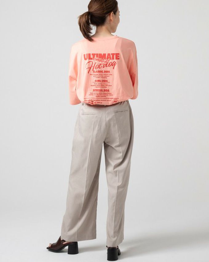 日本 gleam - 幽靈熱狗美式印花寬大風短袖T恤-燕麥灰