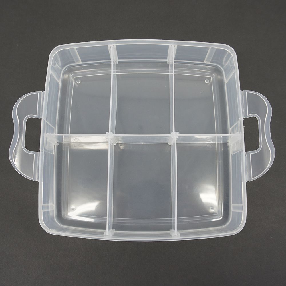 韓國 Color Story - 三層分隔拼豆收納盒(18格/透明/W16*L15*H13cm)