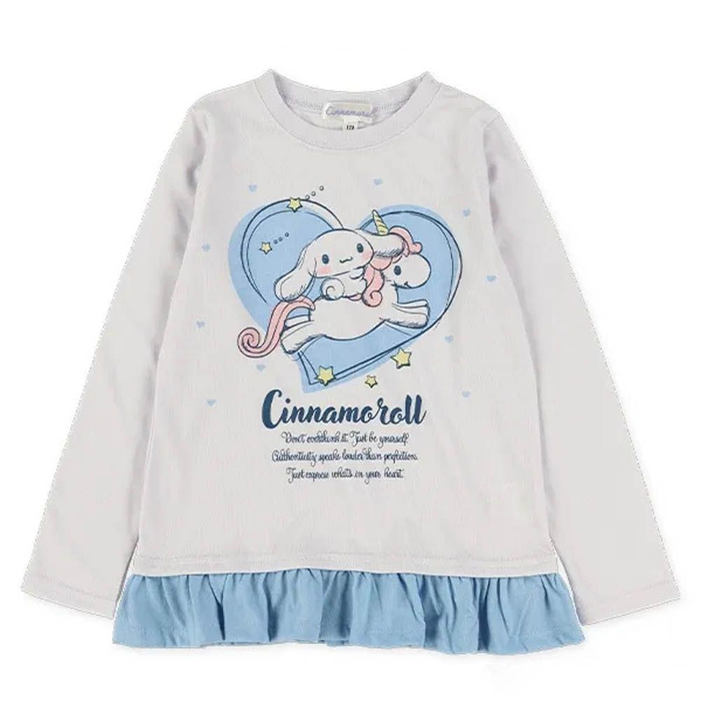 限量聯名 印花長袖上衣-卡通人物三麗鷗-大耳狗-水藍