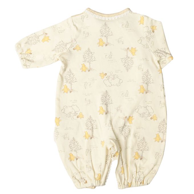 akachan honpo - 長袖連身衣-復古小熊維尼-淺卡其色 (50~60cm)