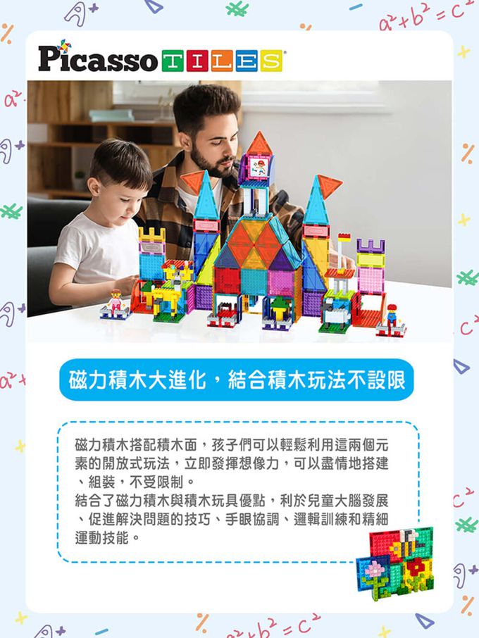 美國PicassoTiles - 磁力片+積木組-259PCS