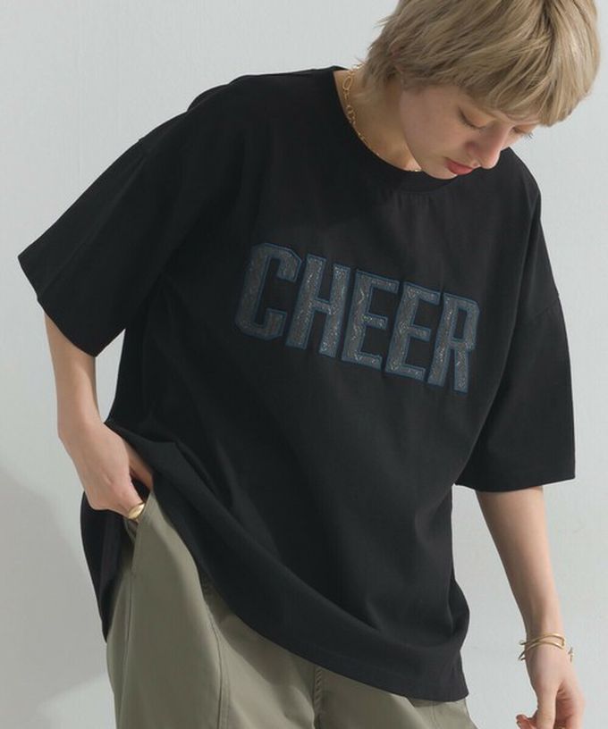 日本 le colis - 天竺棉蕾絲CHEER落肩短袖上衣-白