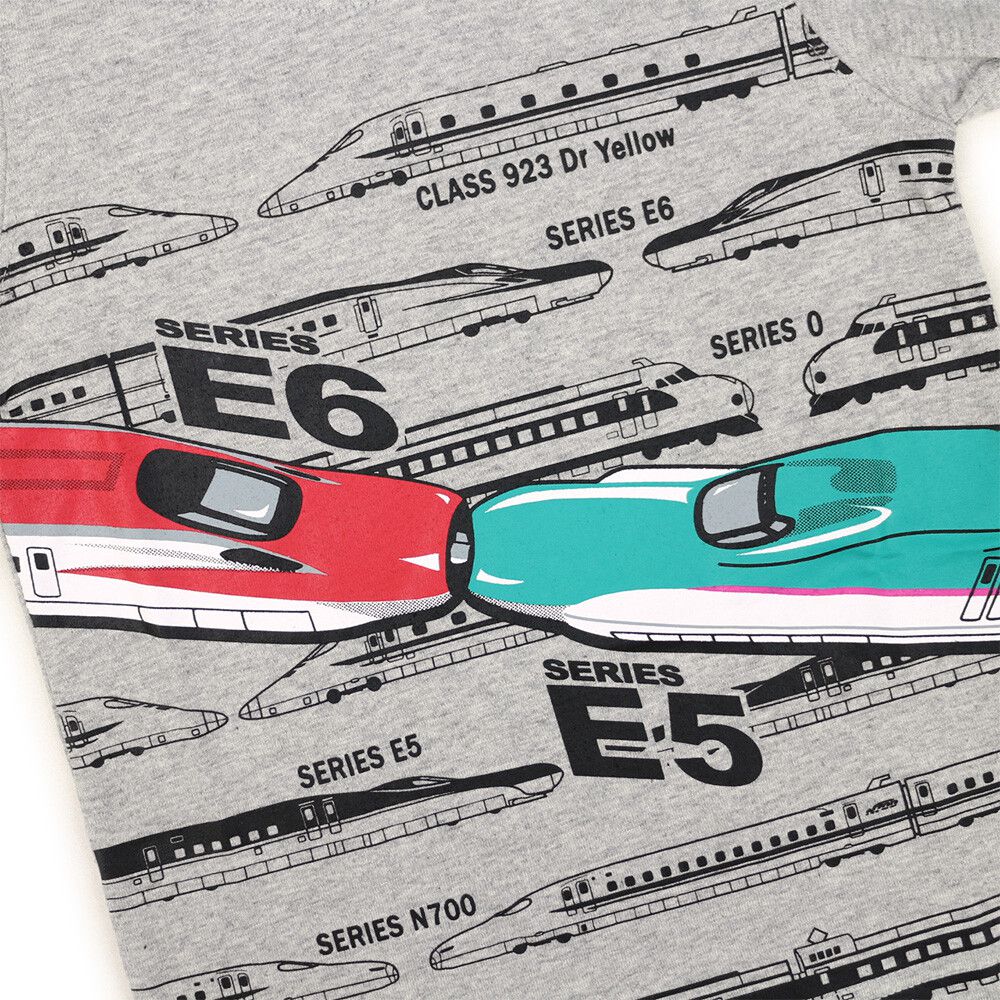 日本服飾代購 - 純棉印花短袖上衣-新幹線頭對頭-灰