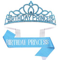 love, charlotte - Birthday Princess 藍水鑽銀皇冠肩帶組