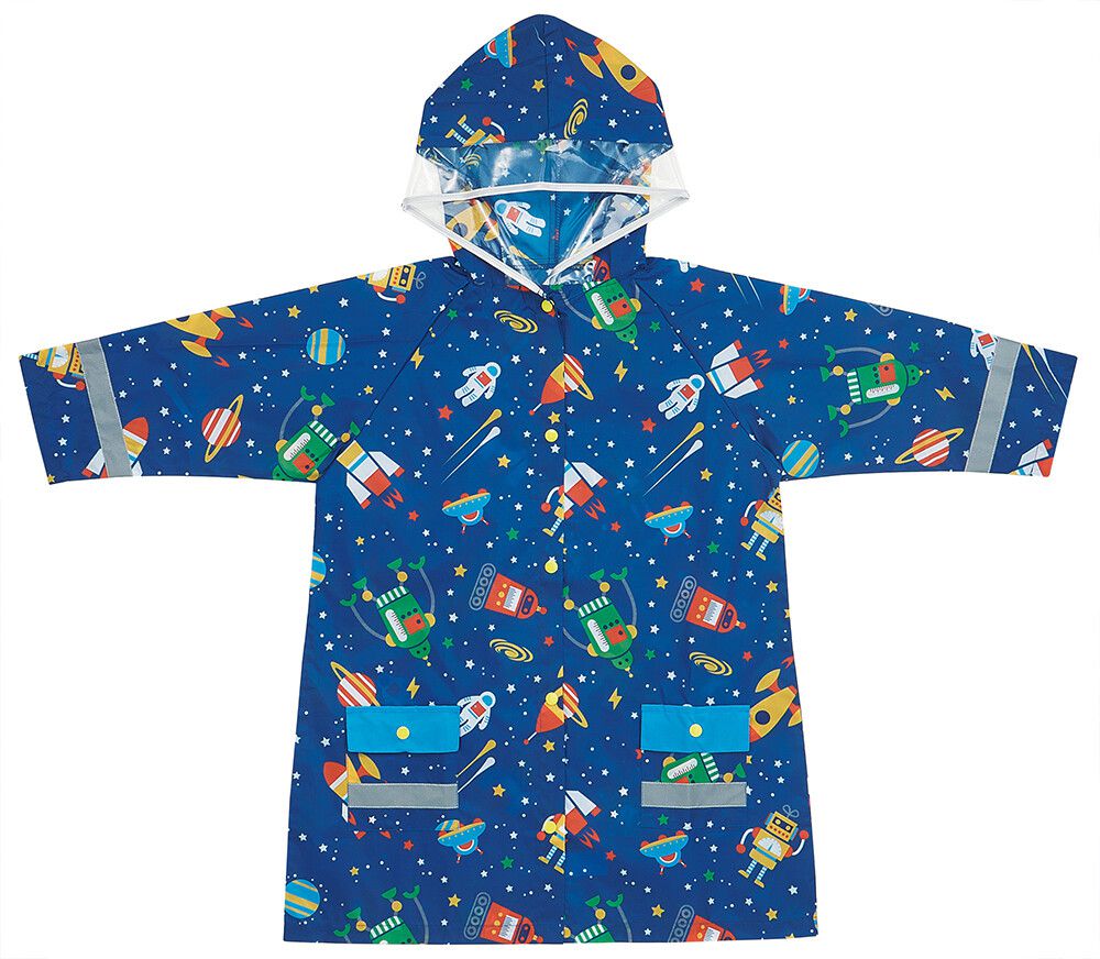 日本 SKATER 代購 - 兒童雨衣(附安全反光貼條)-宇宙機器人 (110~125cm通用)