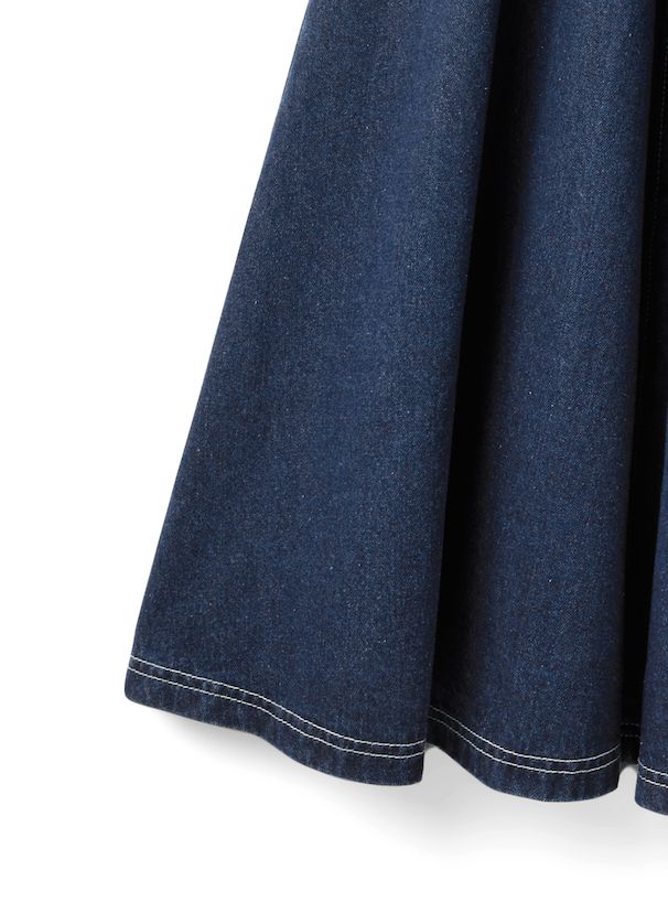 日本 GRL - 率性收腰丹寧吊帶裙(附腰帶）-靛藍