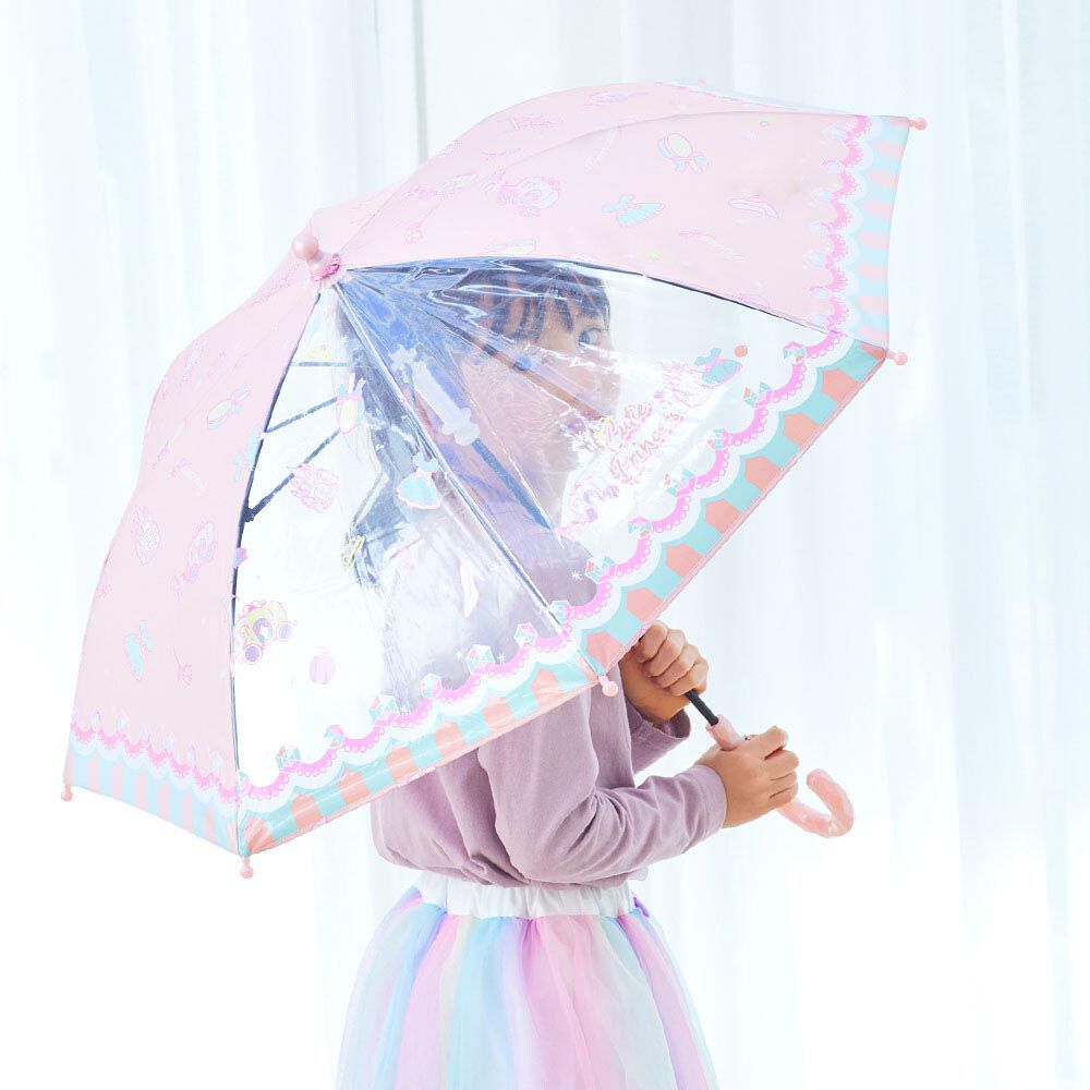 日本中谷 - 透明窗設計兒童雨傘/直傘-夢幻馬車-粉紅 (45cm(身高105-115cm))
