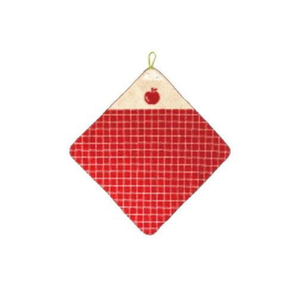 日本Bisque - CDF純棉方形手帕-紅-蘋果 (附吊掛繩圈)