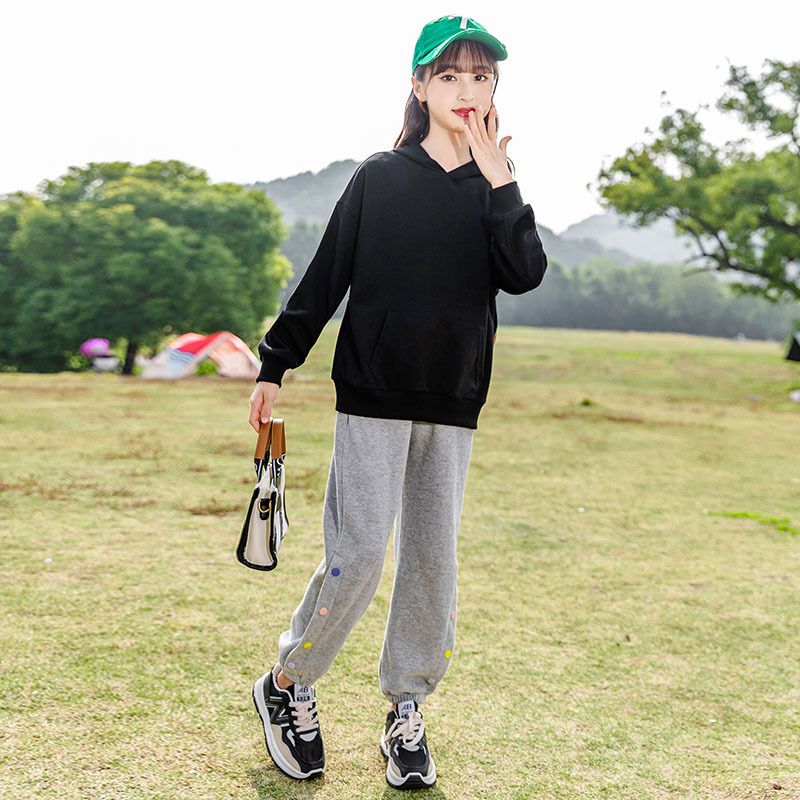 連帽休閒長袖上衣-Best熊熊標籤-黑色