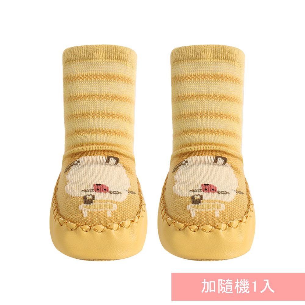 JoyNa - 寶寶學步鞋 襪鞋 室內鞋 嬰兒襪(底部有止滑膠)-2雙入-黃色綿羊+隨機1雙