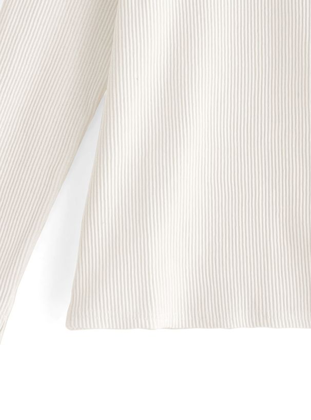 日本 GRL - 假兩件蕾絲內裡羅紋長袖上衣-天使白