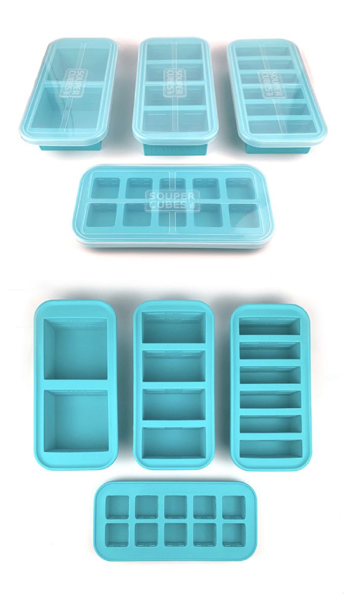 美國SOUPER CUBES - 多功能食品級矽膠保鮮盒4格_曜石灰(250ML/格)